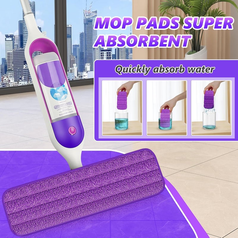 EXEGO 6 قطع من وسادات الممسحة الدقيقة القابلة لإعادة الاستخدام لـ Swiffer PowerMop - إعادة تعبئة وسادات الممسحة القوية لممسحة الرش من 13 ''-15 ''، وسادات ممسحة الأرضيات الخشبية القابلة للغسل في الآلة لتنظيف الأرضيات متعددة الأسطح - Image 5